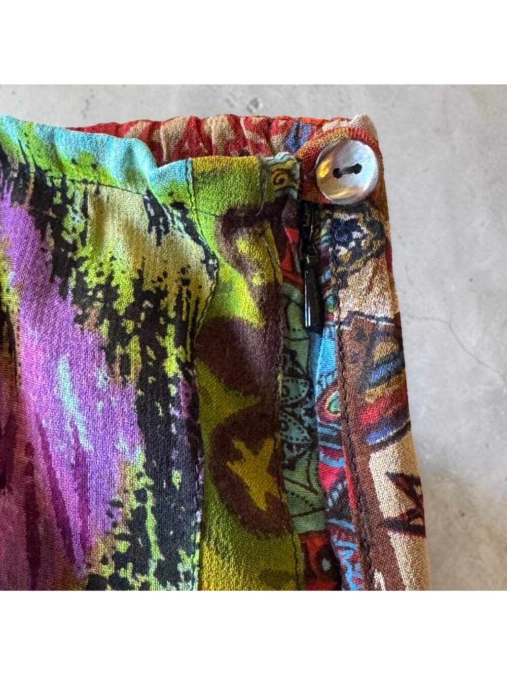 Chicos Boho A-Line Skirt Colorful Patchwork Rayon Side Zip Size 1 Made In India - Picture 4 of 11